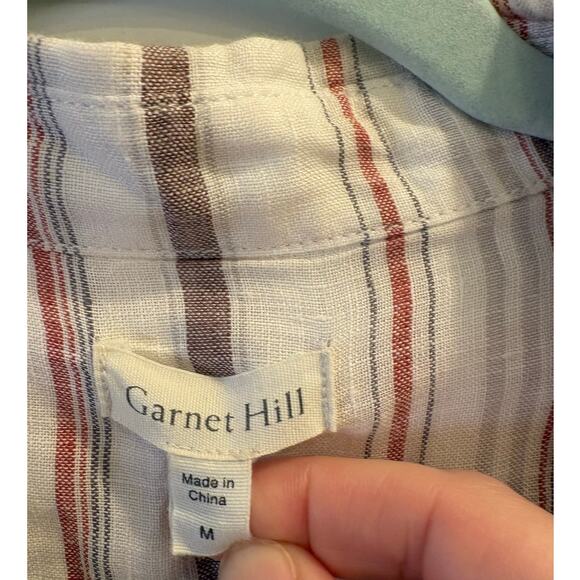 Garnet Hill Size Medium 100% Linen Striped Easy Tunic Top - Picture 5 of 6